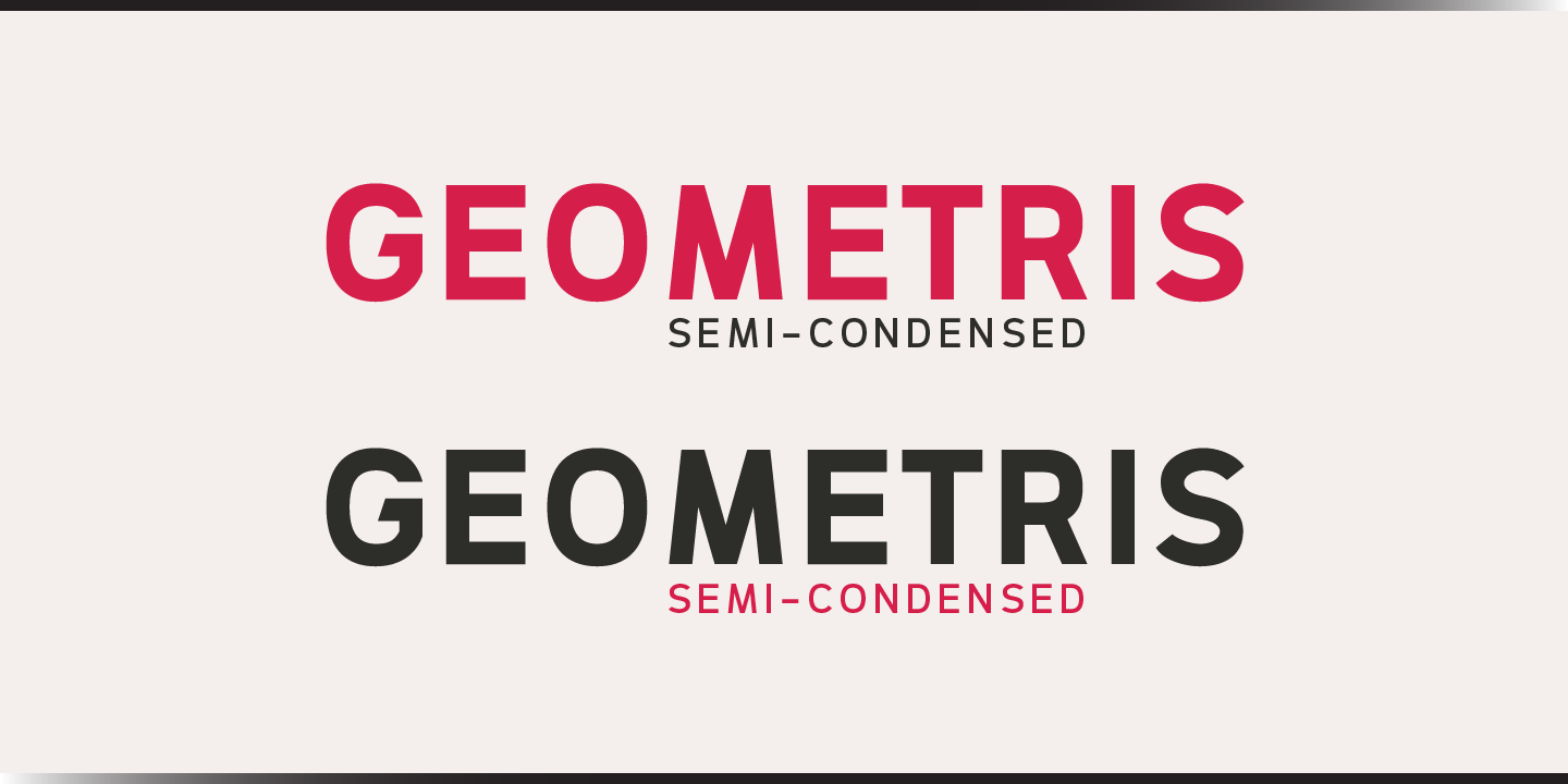 Przykład czcionki Geometris Semi-Condensed Semi-Condensed Regular